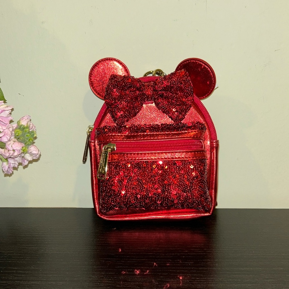 Minnie red sequin wristlet and belt bag mini backpack